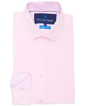 Dylan Park Slim Fit Perfect Stretch Long Sleeve Button Down Shirt - Pink