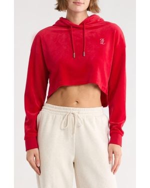 Juicy Couture High-Low Crop Hoodie - Red