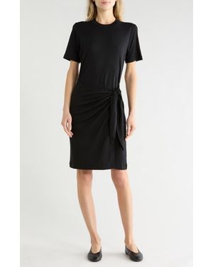 Vince Side Tie Short Sleeve Cotton Jersey Dress - Black