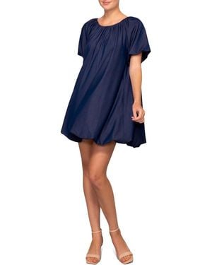 MELLODAY Short Sleeve Bubble Hem Minidress - Blue