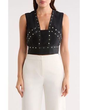 Longchamp Studded Crop Tank - Black