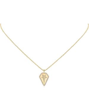 Jardin Cubic Zirconia Star Shield Pendant Necklace - Metallic