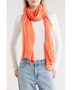 Portolano Whipstitch Trim Scarf - Red