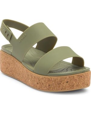 Crocs™ Brooklyn Cork Low Platform Wedge Sandal - Green
