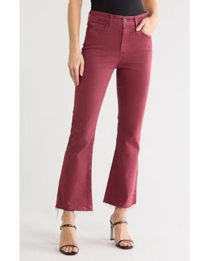 AG Jeans Farrah High Waist Raw Hem Crop Bootcut Jeans - Red