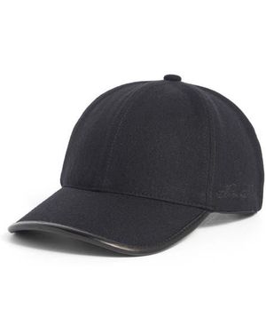 Brooks Brothers Wool & Leather Adjustable Baseball Cap - Blue