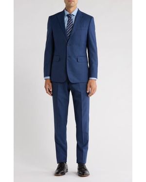 English Laundry Trim Fit Pinstripe Wool Blend Two-Piece Suit - Blue