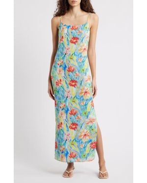 Sam Edelman Floral Scoop Neck Maxi Dress - Blue