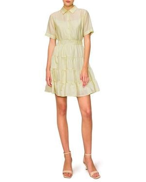 MELLODAY Short Sleeve Tiered Shirtdress - Multicolor