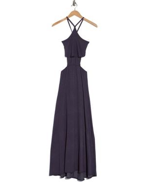 Go Couture Halter Side Cutout Maxi Dress - Blue