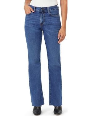 Kensie Savannah High Waist Raw Hem Flare Leg Jeans - Blue