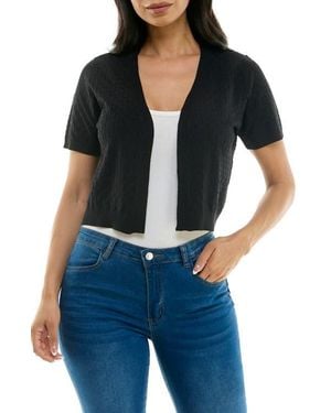 Nina Leonard Box Knit Bolero - Black