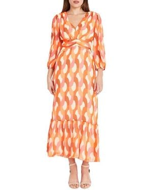 Donna Morgan Waist Detail Maxi Dress - Orange
