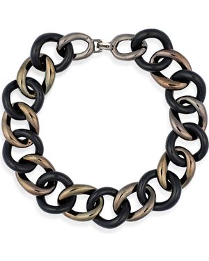 Kenneth Jay Lane Mixed Metal Chunky Link Collar Necklace - Black