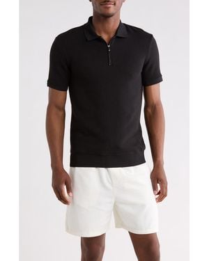 Denim and Flower Quarter Zip Knit Polo - Black