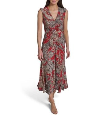Tommy Hilfiger Ruched Jersey Midi Dress - Red