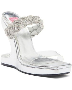 Ashley Kahen Melrose Cutout Wedge Rhinestone Sandal - White