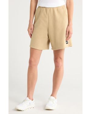 DKNY Relaxed Fit Cotton Blend Shorts - Natural