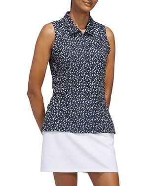 adidas Ultimate All Over Print Sleeveless Polo - Blue