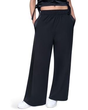 DKNY Satin Side Stripe Wide Leg Pants - Blue
