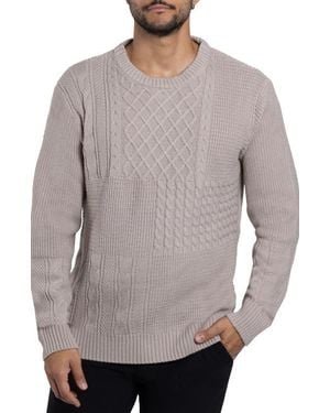 Xray Jeans Mixed Knit Crewneck Pullover Sweater - Gray
