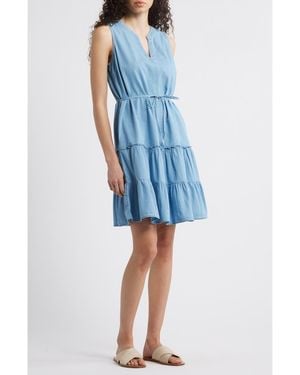 Beach Lunch Lounge Atlas Tiered Ruffle Denim Dress - Blue