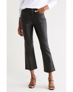 AG Jeans Farrah High Waist Crop Bootcut Leather Jeans - Gray