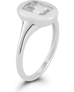 Glaze Jewelry Cubic Zirconia Signet Ring - White