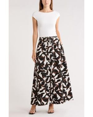 Leith Drawstring Waist Cotton Poplin Maxi Skirt - White