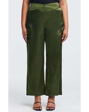 Estelle Tess Satin Wide Leg Pants - Green