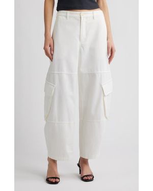 FRAME The Bubble Barrel Leg Cargo Pants - White