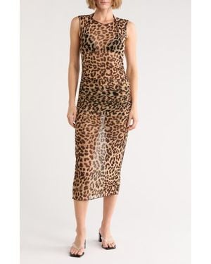 GOOD AMERICAN Semisheer Mesh Cover-Up Midi Dress - Multicolor