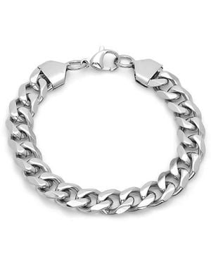 Steeltime Stainless Steel 8.5" Curb Chain Bracelet - Metallic