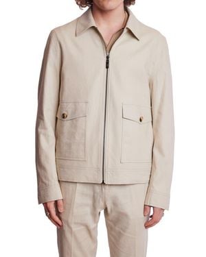 Paisley & Gray Milo Slim Fit Linen Blend Bomber Jacket - Natural