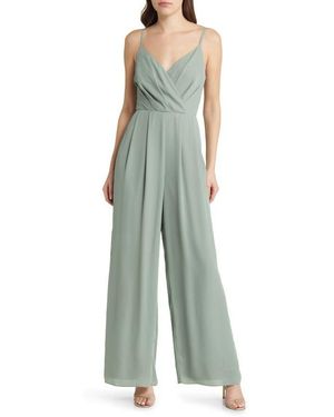 Lulus Call For Me Faux Wrap Jumpsuit - Green