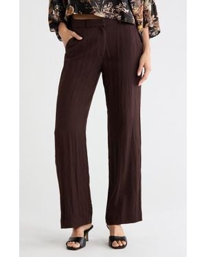 Tahari Pleated Wide Leg Pants - Brown