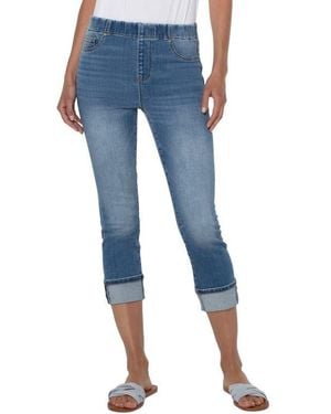 Liverpool Jeans Company Chloe Wide Cuff Pull-On Crop Skinny Jeans - Blue