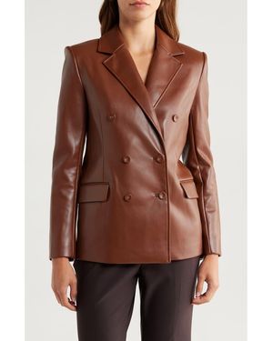 Jonathan Simkhai Becky Double Breasted Faux Leather Blazer - Brown