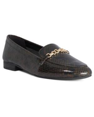 Dune Gearing Snake Embossed Loafer - Black