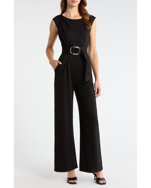 Tahari Buckle Detail Jumpsuit - Black