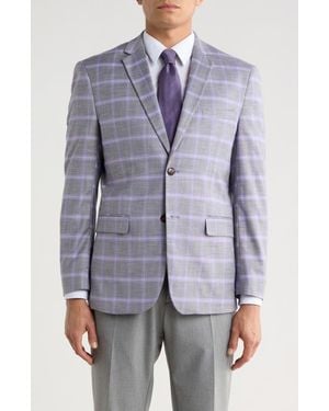Gino Vitale Slim Fit Windowpane Blazer - Blue