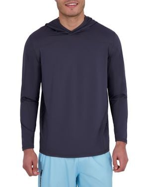 Spyder Textured Piecing Long Sleeve Hooded Rashguard - Blue