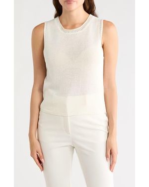 Max Studio Pointelle Sweater Tank - White