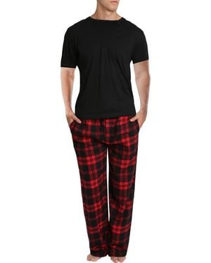 SLEEPHERO Short Sleeve Flannel Pajamas - Red