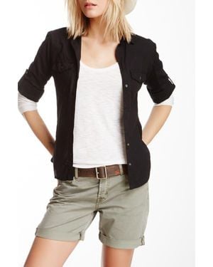 James Perse Three-Quarter Cotton Button-Up - Black