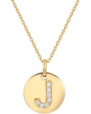Suzy Levian Sterling Cubic Zirconia Initial Disc Pendant Necklace - Metallic