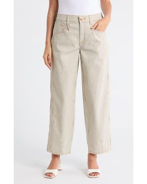 Democracy Stripe Relaxed Barrel Leg Pants - Natural