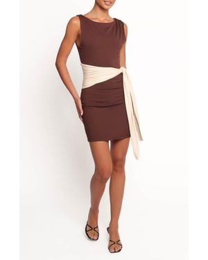 Petal & Pup Nicosia Colorblock Wrap Waist Minidress - Red