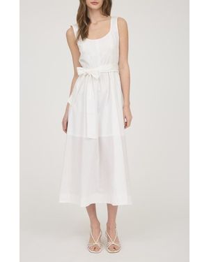 ZOE AND CLAIRE Belted A-Line Midi Dress - White