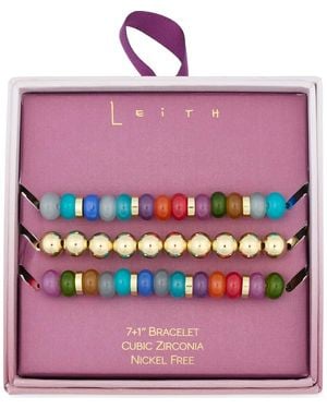 Leith Set Of 3 Beaded Stretch Bracelets - Blue